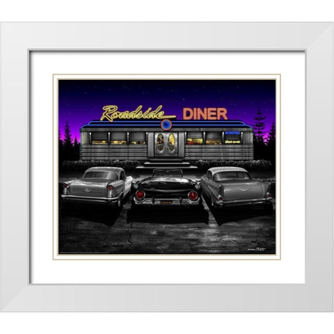 Roadside Diner White Modern Wood Framed Art Print with Double Matting by Flint, Helen