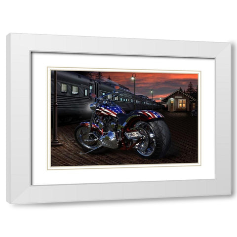 Custom Bike Sunrise White Modern Wood Framed Art Print with Double Matting by Flint, Helen