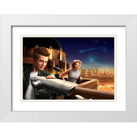 Starry Night White Modern Wood Framed Art Print with Double Matting by Brando, JJ