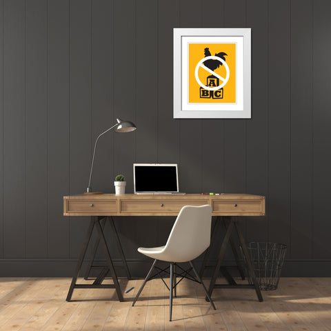 Cock Block White Modern Wood Framed Art Print with Double Matting by Brando, JJ