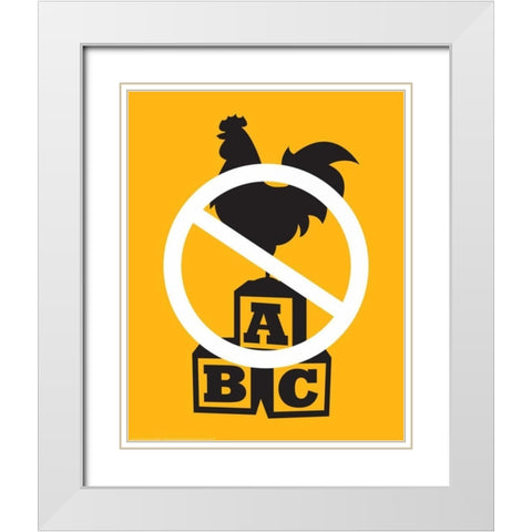 Cock Block White Modern Wood Framed Art Print with Double Matting by Brando, JJ