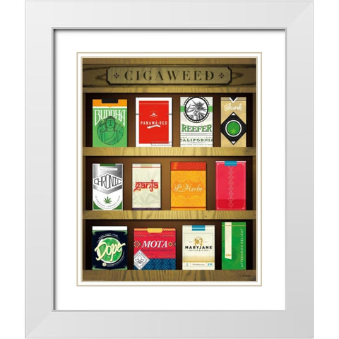 Cigaweed White Modern Wood Framed Art Print with Double Matting by Brando, JJ