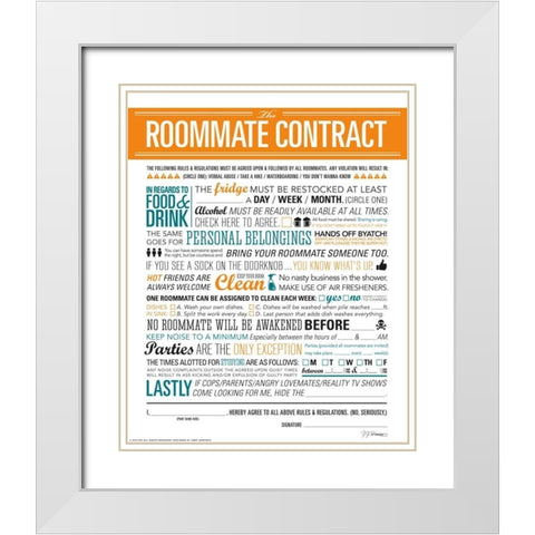 Roommate Contract White Modern Wood Framed Art Print with Double Matting by Brando, JJ