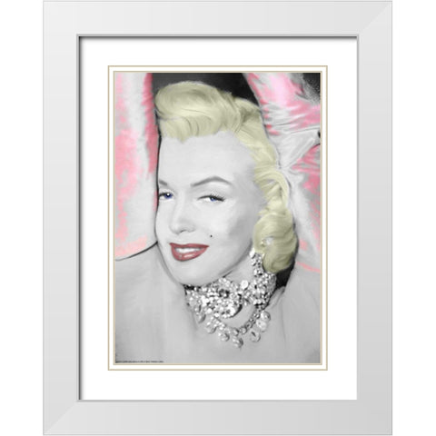 Diamonds are a Girls Best Friend White Modern Wood Framed Art Print with Double Matting by Michael, Jerry