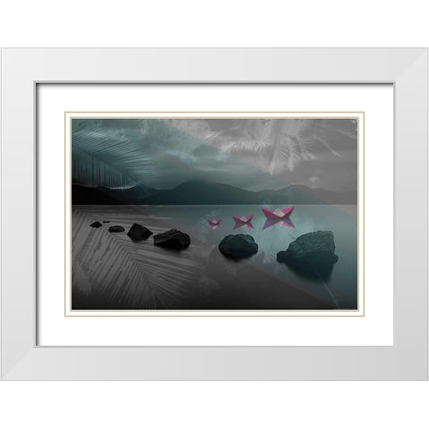 Rocks White Modern Wood Framed Art Print with Double Matting by Kat