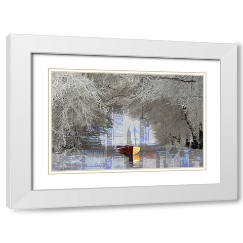 Skyline White Modern Wood Framed Art Print with Double Matting by Kat