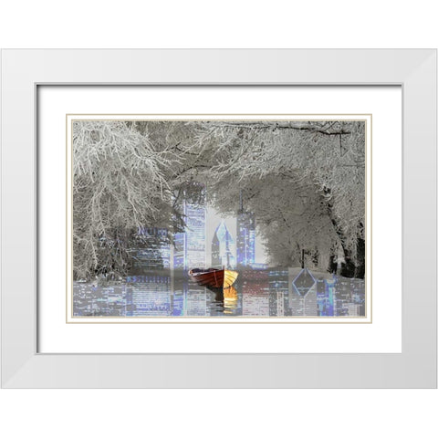 Skyline White Modern Wood Framed Art Print with Double Matting by Kat