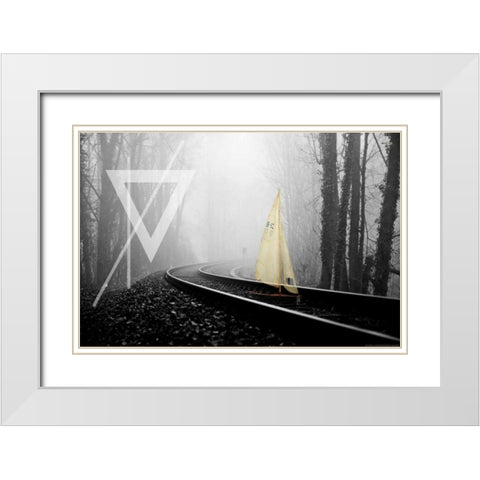 Railroad White Modern Wood Framed Art Print with Double Matting by Kat