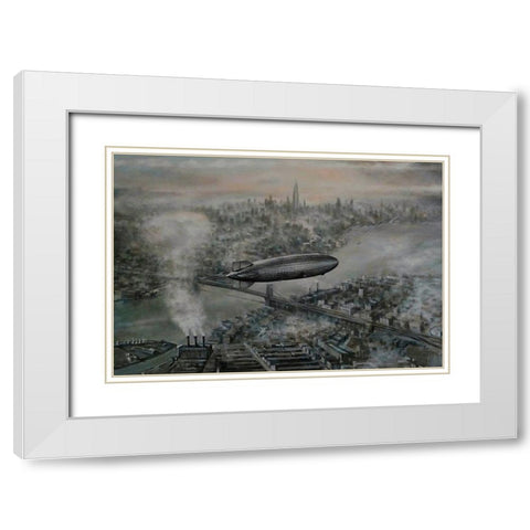 Zeppelin White Modern Wood Framed Art Print with Double Matting by Gipe, L.