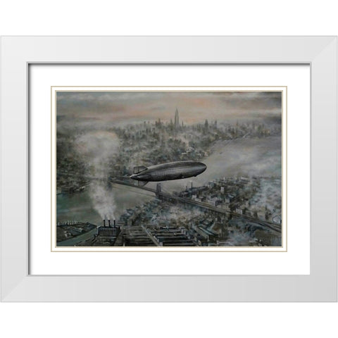 Zeppelin White Modern Wood Framed Art Print with Double Matting by Gipe, L.