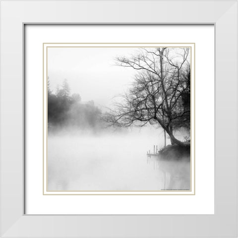 Fog On The Lake 1 White Modern Wood Framed Art Print with Double Matting by Linden, Sally