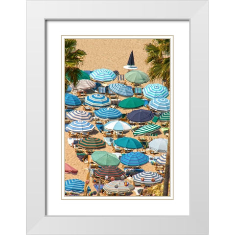 Umbrellas 2 White Modern Wood Framed Art Print with Double Matting by Linden, Sally