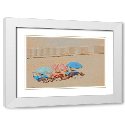 Umbrellas 3 White Modern Wood Framed Art Print with Double Matting by Linden, Sally