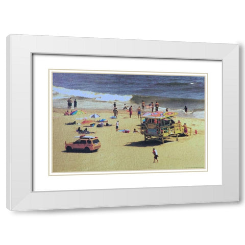 Beach White Modern Wood Framed Art Print with Double Matting by Linden, Sally