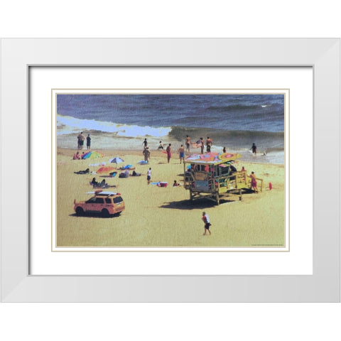 Beach White Modern Wood Framed Art Print with Double Matting by Linden, Sally