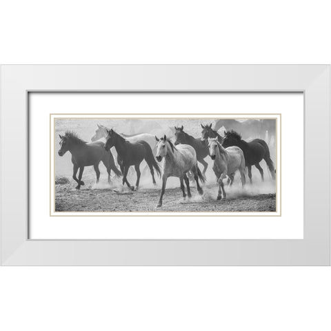 Horse Run White Modern Wood Framed Art Print with Double Matting by Linden, Sally
