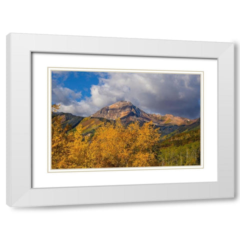 Mountians In The Fall White Modern Wood Framed Art Print with Double Matting by Linden, Sally