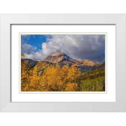 Mountians In The Fall White Modern Wood Framed Art Print with Double Matting by Linden, Sally
