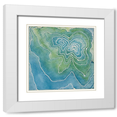 Green Mask White Modern Wood Framed Art Print with Double Matting by Van, Laura