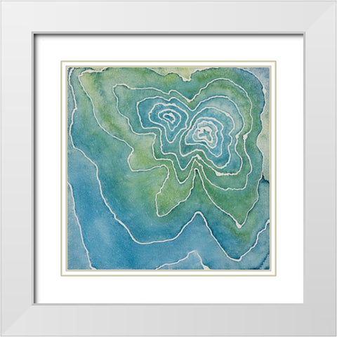 Green Mask White Modern Wood Framed Art Print with Double Matting by Van, Laura