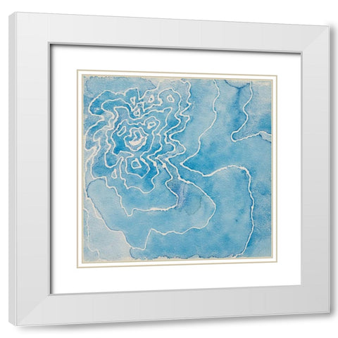 Blue Smiles White Modern Wood Framed Art Print with Double Matting by Van, Laura