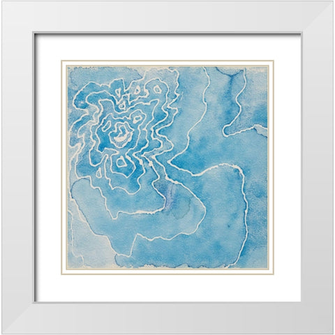 Blue Smiles White Modern Wood Framed Art Print with Double Matting by Van, Laura