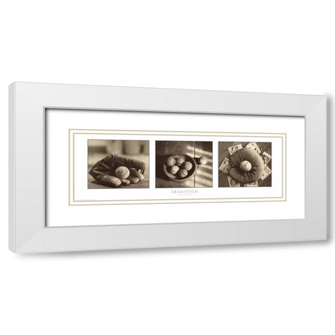 Tradition Triptych W Border White Modern Wood Framed Art Print with Double Matting by Messer, Judy B.