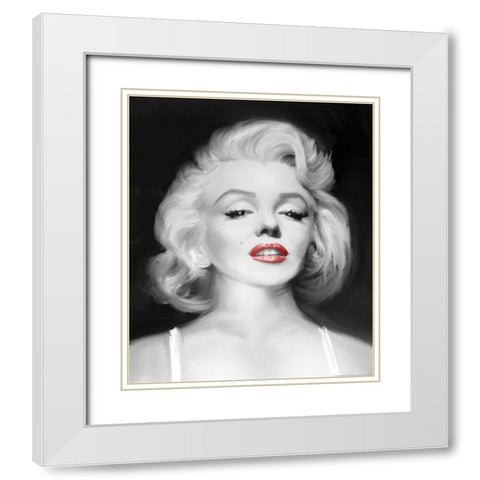 Marilyns Gaze White Modern Wood Framed Art Print with Double Matting by Michaels, Jerry