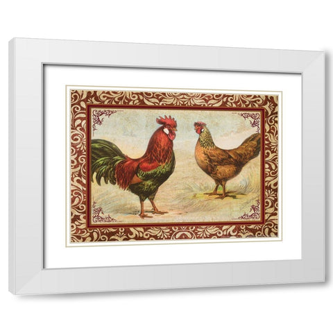 Chicken 1 White Modern Wood Framed Art Print with Double Matting by Nobleworks, Inc.