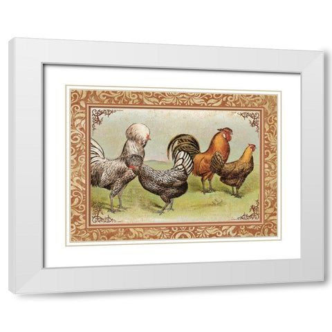 Chicken 3 White Modern Wood Framed Art Print with Double Matting by Nobleworks, Inc.
