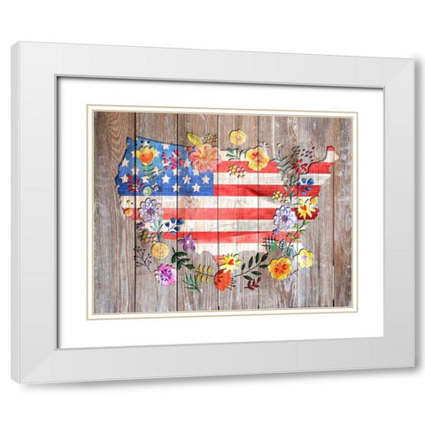 Flag 1 White Modern Wood Framed Art Print with Double Matting by Nobleworks, Inc.