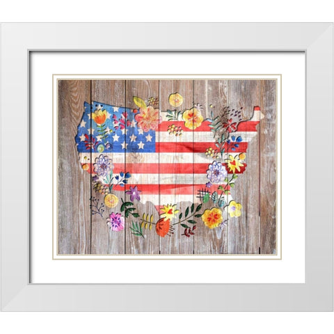Flag 1 White Modern Wood Framed Art Print with Double Matting by Nobleworks, Inc.