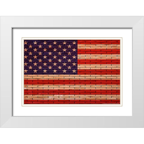 Flag 13 White Modern Wood Framed Art Print with Double Matting by Nobleworks, Inc.