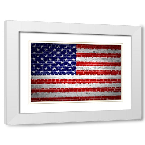 Flag 15 White Modern Wood Framed Art Print with Double Matting by Nobleworks, Inc.