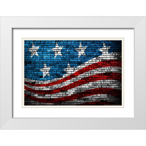 Flag 18 White Modern Wood Framed Art Print with Double Matting by Nobleworks, Inc.