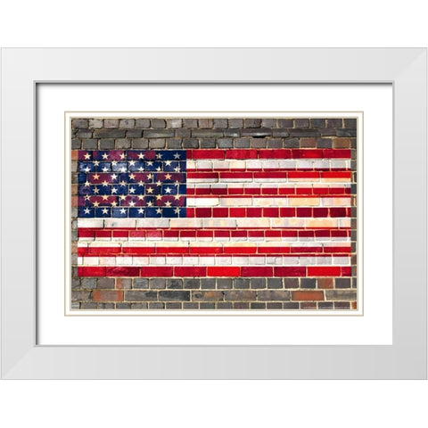 Flag 19 White Modern Wood Framed Art Print with Double Matting by Nobleworks, Inc.