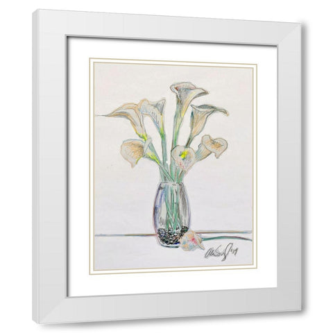 Vase W Lilys White Modern Wood Framed Art Print with Double Matting by Segal, Alan