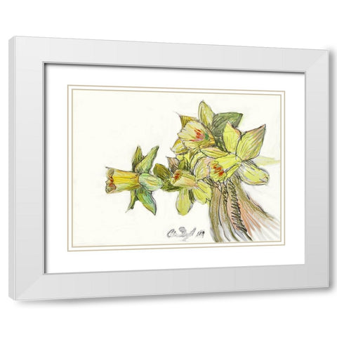 Yellow Study White Modern Wood Framed Art Print with Double Matting by Segal, Alan