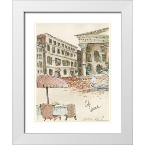 Cafe Verona White Modern Wood Framed Art Print with Double Matting by Paul, Alan