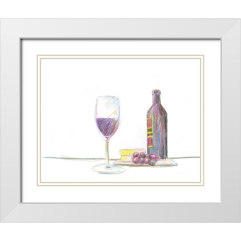 A Glass Of Vino White Modern Wood Framed Art Print with Double Matting by Segal, Alan