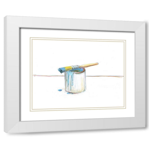 Blue Paint White Modern Wood Framed Art Print with Double Matting by Segal, Alan