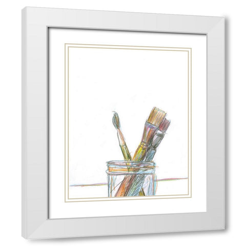 Brushes White Modern Wood Framed Art Print with Double Matting by Segal, Alan
