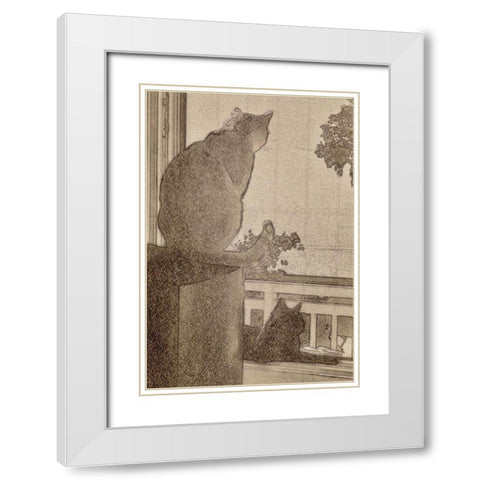 Looking White Modern Wood Framed Art Print with Double Matting by Segal, Alan