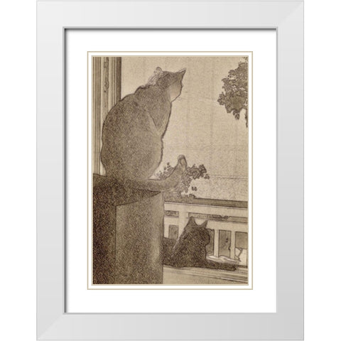 Looking White Modern Wood Framed Art Print with Double Matting by Segal, Alan