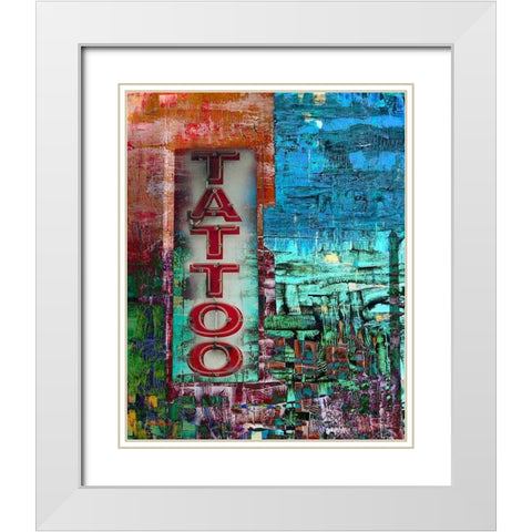 Tatoo White Modern Wood Framed Art Print with Double Matting by Khilnani, Rajiv