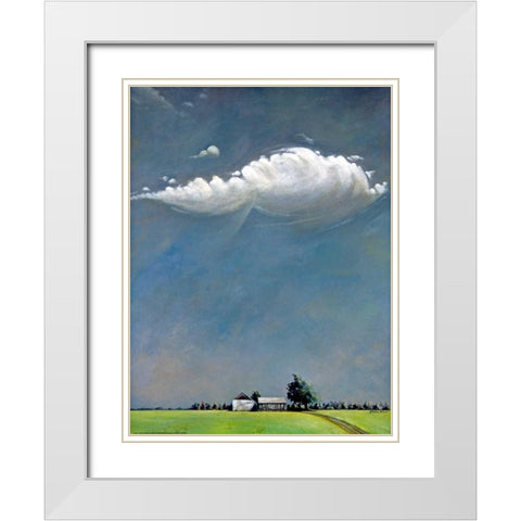 Watermill White Modern Wood Framed Art Print with Double Matting by Romm, Steven