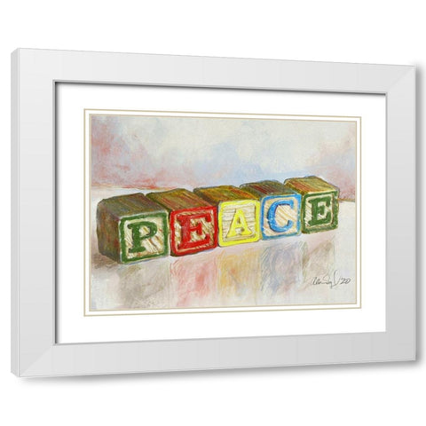 Peace White Modern Wood Framed Art Print with Double Matting by Segal, Alan