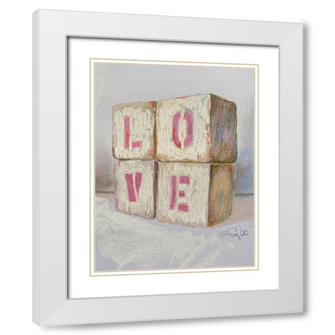 Love Blocks White Modern Wood Framed Art Print with Double Matting by Segal, Alan