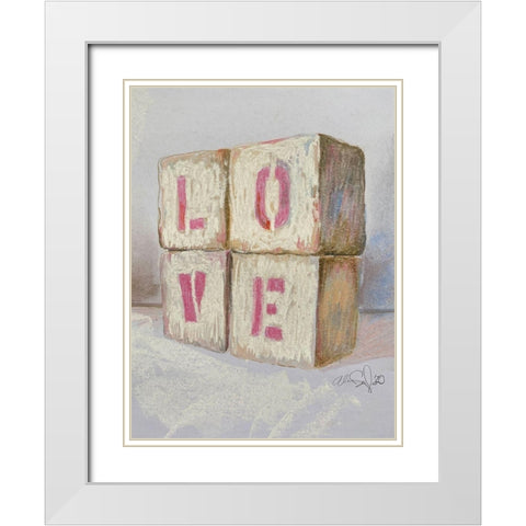 Love Blocks White Modern Wood Framed Art Print with Double Matting by Segal, Alan