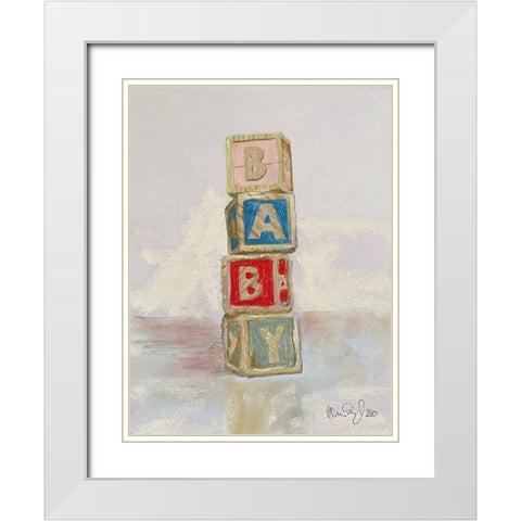 Baby Blocks White Modern Wood Framed Art Print with Double Matting by Segal, Alan